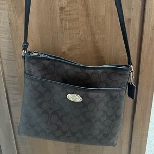 Coach signature C brown and black file bag